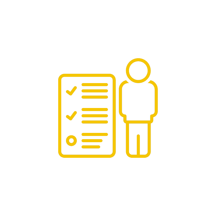 Illustration of a person beside a checklist, the eight-step Squarespace SEO process run in order on every new page