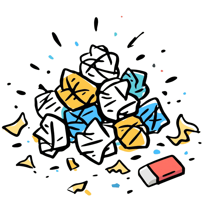 Illustration of crumpled paper and an eraser, the Squarespace SEO limitations that take real planning to work around: page speed, flexibility, and platform lock-in