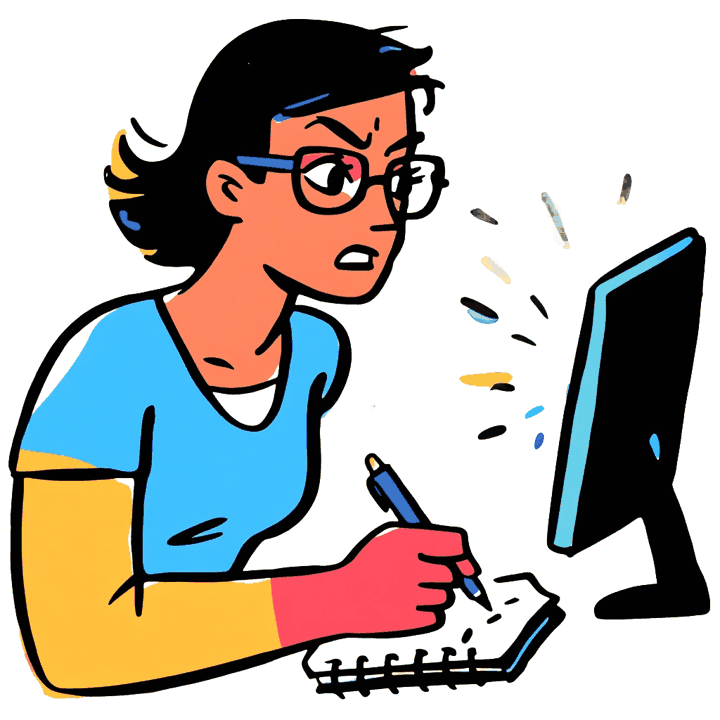 A Baltimore, MD business owner taking notes at a screen while checking how much search activity a community postcard drove
