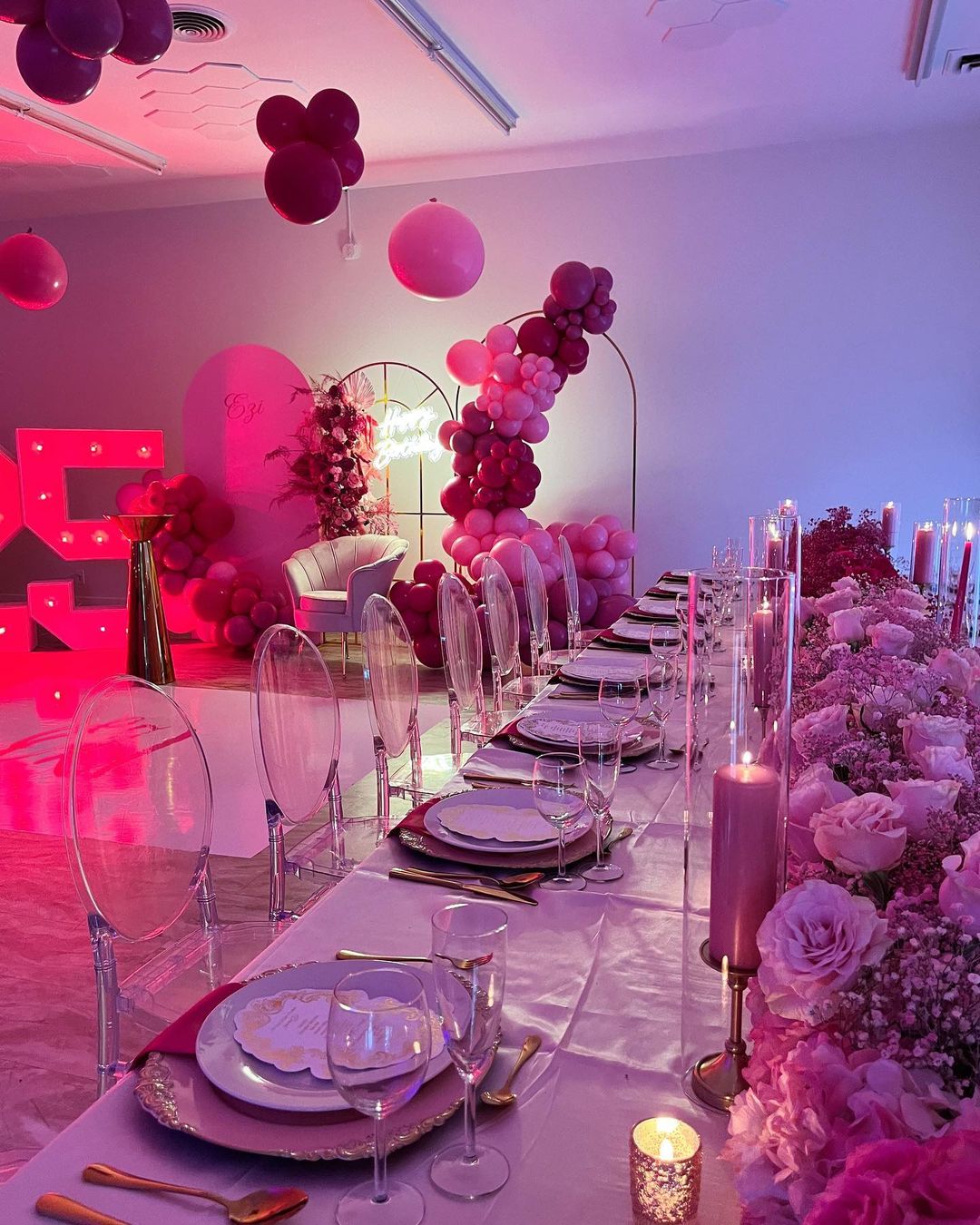 A real booking inside Studio 87, the Baltimore area event venue I ran and marketed myself before founding Another Monday, with the long table styled and the room lit for a private event