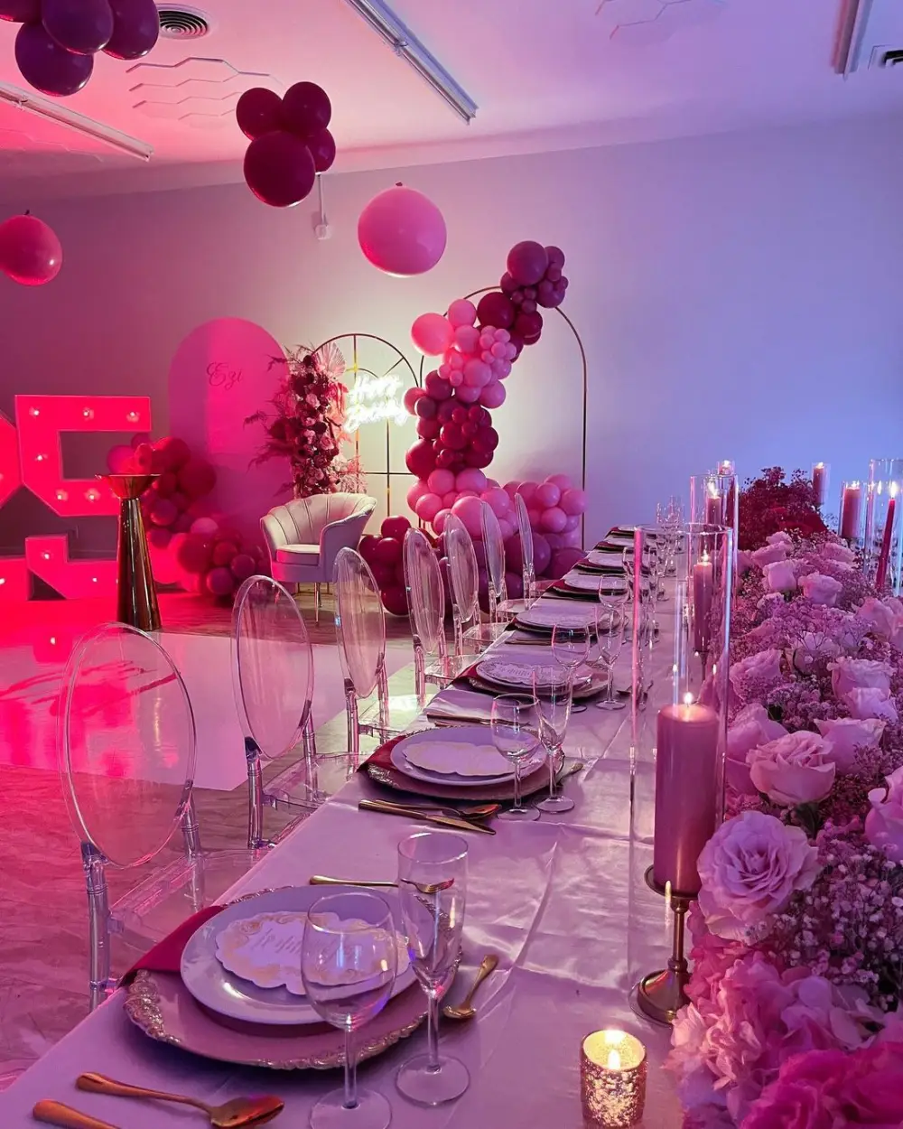 A long table styled for a wedding-style setup at Studio 87, the kind of room a tiered rate card gets built around