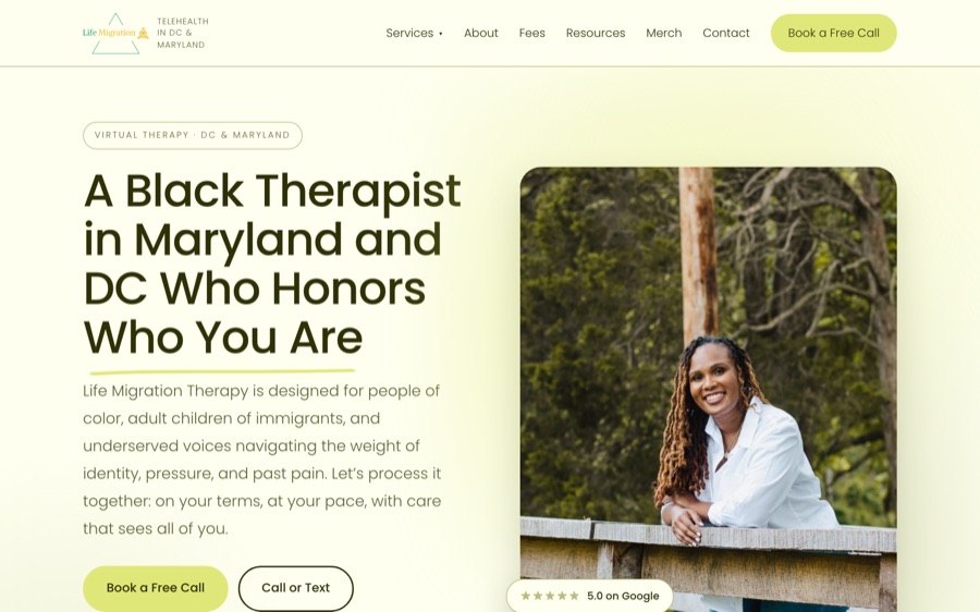 Web design for a Baltimore area therapy practice website built by Another Monday