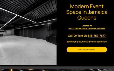 The Studio 421 Event Space website built by Another Monday, a event venues client in the Baltimore and DMV area